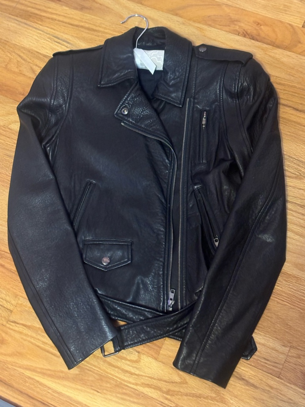 Theory Black Leather Moto Jacket